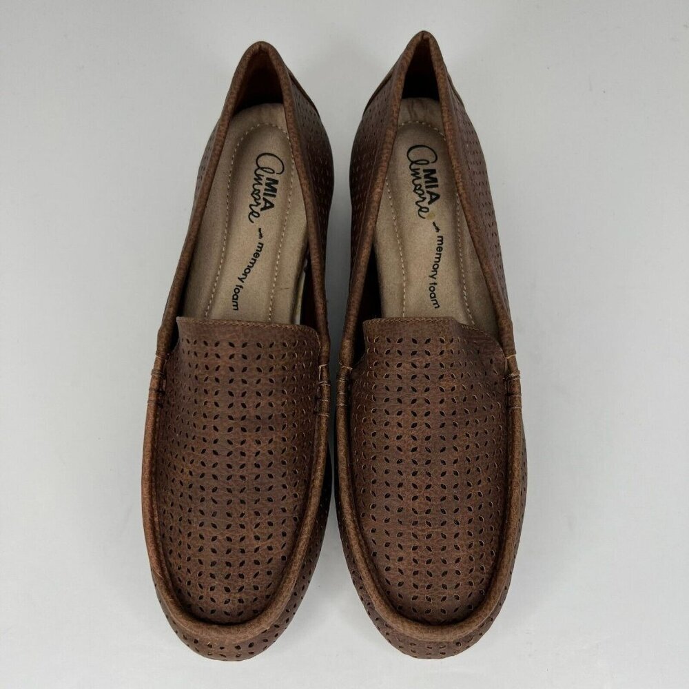 Mia Amore Womens Memory Foam Brown Solid Slip On Size 8.5 Loafer Flats - Picture 4 of 9